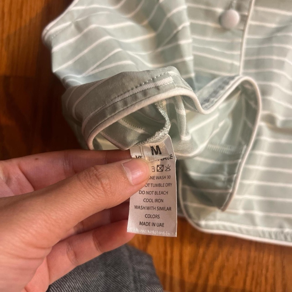 Vita Grace Mint and white striped cropped button up vest top - Picture 3 of 3